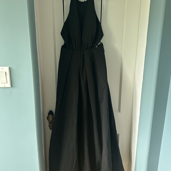 NWT Staud Georgia Black Halter Cutout Tie Back Maxi Dress size 4 - Picture 4 of 5